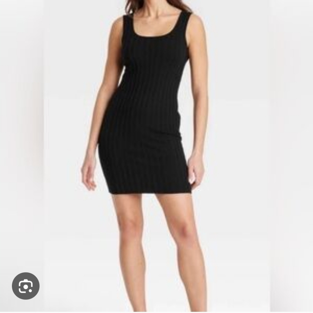 a new day Black Ribbed Mini Knit Tank Top Dress Women's 2X